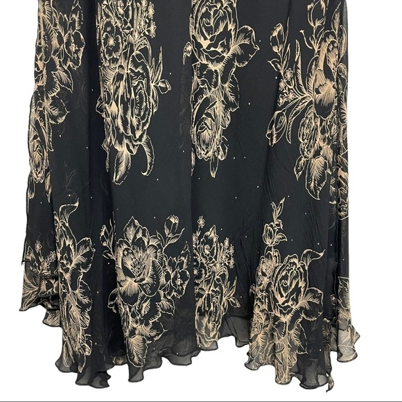 Lapis Silk Floral Faux Wrap Midi Dress Large - Picture 5 of 12